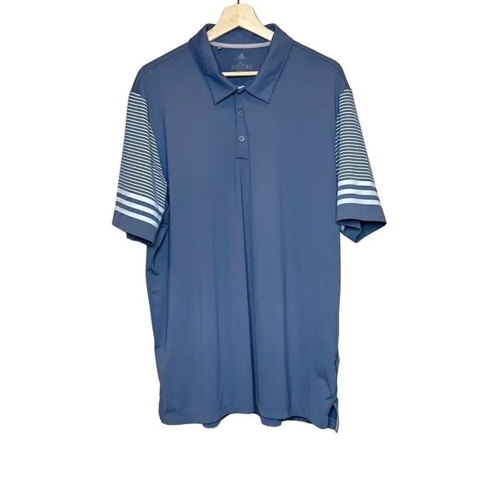 Adidas ultimate 365 blue striped sleeve golf polo size XL